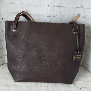 Dooney & Bourke Medium Grommet Dark Brown Pebbled Leather Hobo